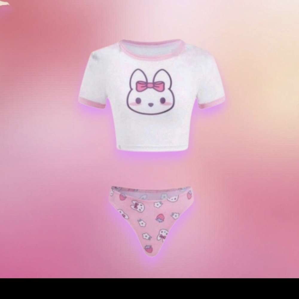 Cute-Sexy Cartoon Bralette and Thong Set